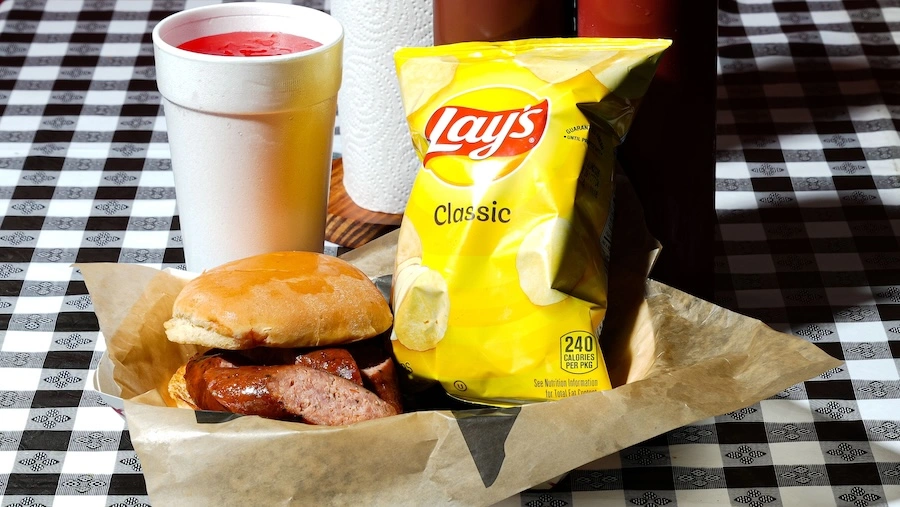 Monday - Sausage Sandwich, 1 side & drink